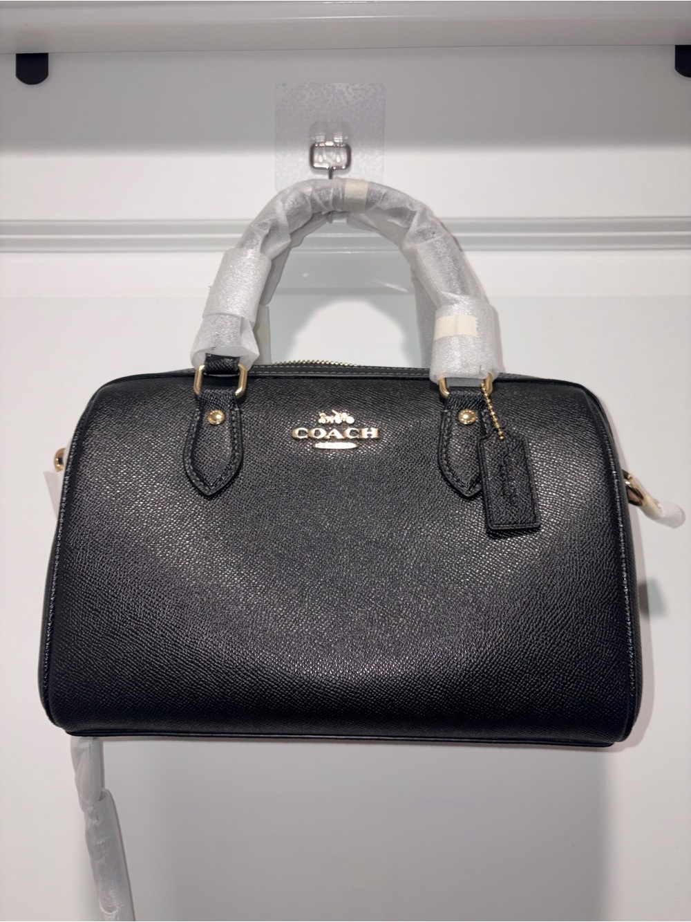 COACH Black Leather Rowan Satchel Bag